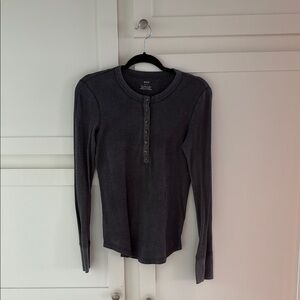 Aerie Gray Long Sleeve Henley Top